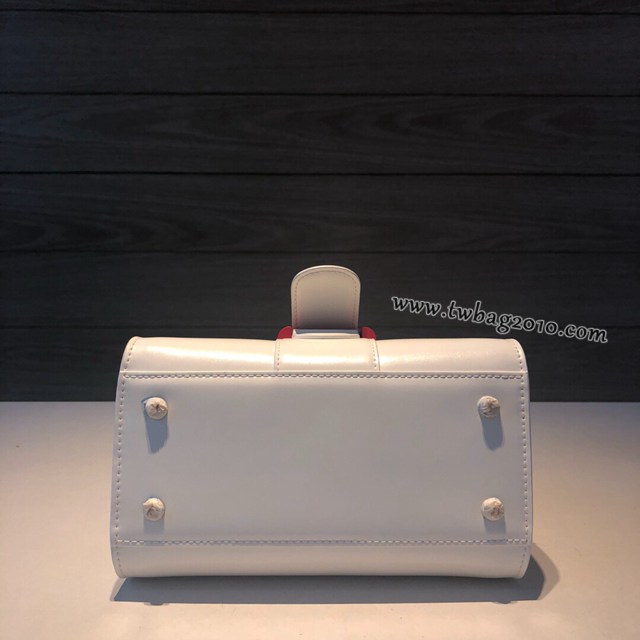 Delvaux經典款brillant手提包 德爾沃專櫃限量版紅扣box皮雙環白色手袋肩背女包 bxs1072